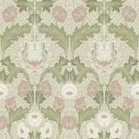 Dutch Wallcoverings Hidden Treasures 2 -Myrtle Grn/White/Pink - Groen/Wit/Roze - thumbnail