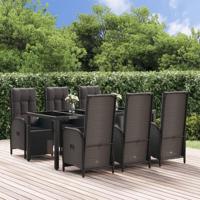 7-delige Tuinset met kussens poly rattan zwart - thumbnail