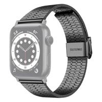 By Qubix - Metalen bandje - Zwart - Compatible met Apple watch 44mm / 45mm / 46mm / 49mm - Compatible Apple watch bandjes - thumbnail