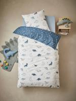 Set dekbedovertrek + kussensloop voor kinderen HELLO DINOS Basics ecru/groen - thumbnail