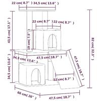 Kattenmeubel met sisal krabpalen 82 cm crmekleurig - thumbnail
