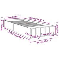 Bedframe bewerkt hout gerookt eikenkleurig 75x190 cm - thumbnail