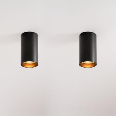 2x Canopus nero s by LUSENZ - Cilindervormige opbouwspot in met mat zwarte coating