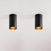 2x Canopus nero s by LUSENZ - Cilindervormige opbouwspot in met mat zwarte coating - thumbnail