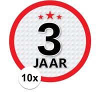 10x 3 Jaar leeftijd stickers rond verjaardag versiering - Feeststickers - thumbnail