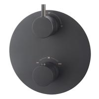 Caral Rond afbouwdeel inbouwthermostaat 2 weg mat zwart - thumbnail