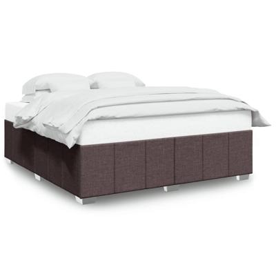 Bedframe zonder matras stof donkerbruin 200x200 cm