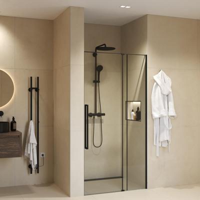 Nisdeur Sanivo Sena Met Vast Paneel Helder Glas 120x200 cm Met Montageset Mat Zwart Nisdeur Sanivo Sena Met Vast Paneel Helder Glas 120x200 cm Met Montageset Mat Zwart