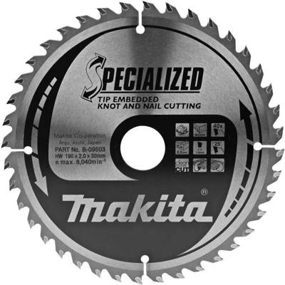 Makita Cirkelzaagblad voor Hout | Specialized: Noest/Spijker | Ø 190mm Asgat 30mm 40T - B-09503
