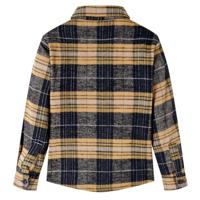 Kindershirt geruit 116 geel en zwart - thumbnail