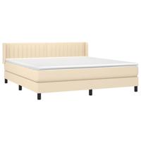 Boxspring met matras stof crèmekleurig 160x200 cm - thumbnail
