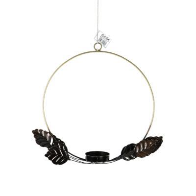 Hanger theelichthouder Leaves bronskleurig 29,5 cm | 8 stuks