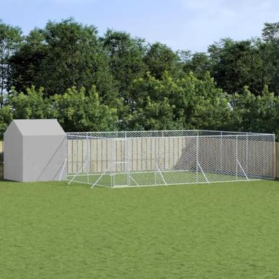 Hondenkennel met dak 10x6x2,5 m gegalvaniseerd staal zilver