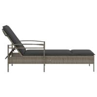Ligbed met kussen 63x200x81 cm poly rattan grijs - thumbnail