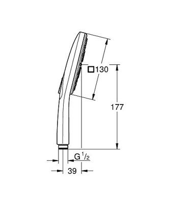 Handdouche Grohe Rainshower SmartActive 130 Cube 13 cm Chroom - thumbnail