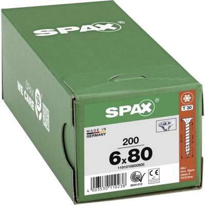 SPAX 1191010600805 R 88091 Senkkopf/T-STAR Houtschroef 6 mm 80 mm T-STAR plus Staal WIROX 200 stuk(s)