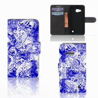 Telefoonhoesje met Naam Microsoft Lumia 550 Angel Skull Blauw - thumbnail
