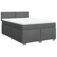 Boxspring met matras stof donkergrijs 140x190 cm - thumbnail