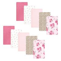 Hudson Baby Unisex Baby Cotton Flannel Burp Cloths, Blush Rose, One Size - thumbnail