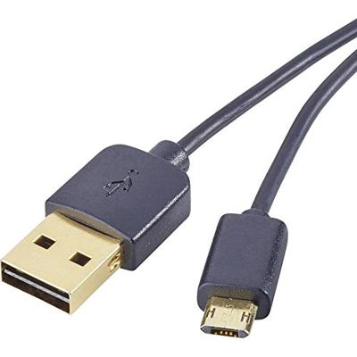 Renkforce RF-4139064 USB-kabel USB 2.0 USB-A stekker, USB-micro-B stekker 1.00 m Zwart Stekker past op beide manieren, Vergulde steekcontacten Renkforce RF-4139064 USB-kabel USB 2.0 USB-A stekker, USB-micro-B stekker 1.00 m Zwart Stekker past op beide manieren, Vergulde steekcontacten
