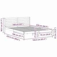 Bedframe met hoofdeinde Verstelbaar Bruin 160 x 220 cm Massief grenenhout - thumbnail