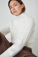 Floria Collective Merino Wollen Dames Trui in het Warm Wit - Cropped Model Kenna Sweater - Duurzaam RWS Gecertificeerd Wol - thumbnail