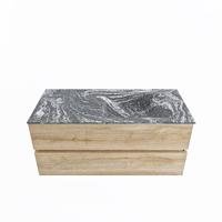 MONDIAZ VICA-DLUX 110cm badmeubel onderkast Washed Oak 2 lades. Inbouw wastafel CLOUD rechts zonder kraangat, kleur Lava. - thumbnail
