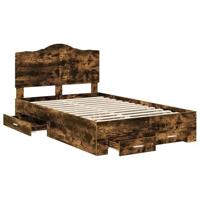 Bedframe met hoofdeinde Gerookt eiken 135 x 190 cm Bewerkt hout - thumbnail