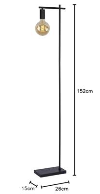 Lucide LEANNE - Vloerlamp - 1xE27 - Zwart