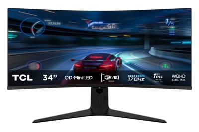 TCL 34R83Q, de spectaculaire miniLED-monitor met 1100 zones en WQHD 170 Hz, 34 inch