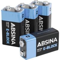 Absina 9V batterij (blok) Alkaline 580 mAh 9 V 4 stuk(s) - thumbnail