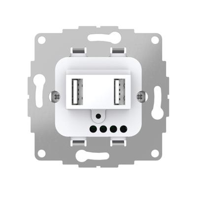 USB lader 2 poorten 19w 3.8A glanzend wit voor een 40mm diepe doos extra grote laad capaciteit