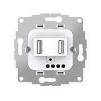 USB lader 2 poorten 19w 3.8A glanzend wit voor een 40mm diepe doos extra grote laad capaciteit - thumbnail