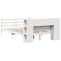 Bed met boekenkast zonder matras grenenhout wit 135x190 cm - thumbnail