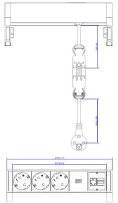 Bachmann 902.501 Stekkerdoos 3-voudig Zwart, Zilver Randaarde stekker 1 stuk(s)