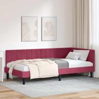 Hoekbedframe met hoofdeinde Wijnrood 90 x 190 cm Fluweel - thumbnail