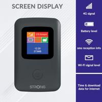 Strong 4G mobiele hotspot met display, draagbare wifi-router, 150 Mbit/s, ideaal voor reizen, beurzen en studenten, zwart - thumbnail