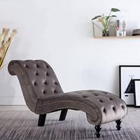 VidaXL Chaise longue fluweel grijs - thumbnail