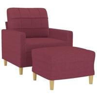 Fauteuil met voetenbank 60 cm stof wijnrood - thumbnail