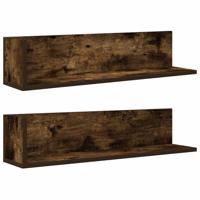 Wandschappen 2 st 75x16,5x16,5 cm bewerkt hout gerookt eiken - thumbnail