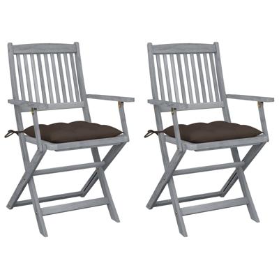 Tuinstoelen 2 st inklapbaar met kussens massief acaciahout