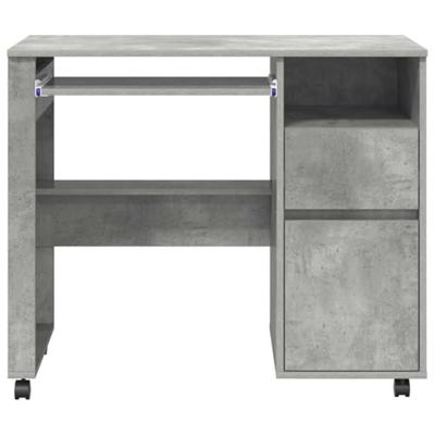 Bureau met Wielen Betonnen Eik 91 x 50 x 77 cm Bewerkt hout