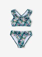 2-delig badpak voor meisjes met bloemenprint groen, bedrukt - thumbnail