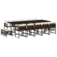 15-delige Tuinset met kussens poly rattan bruin - thumbnail