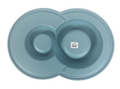 HAPPY PET MAD ABOUT PETS VOERBAK / DRINKBAK VOLCANO DUBBEL LICHTBLAUW 49X33X6 CM 230/600 ML