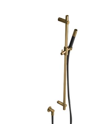 Glijstangset Hotbath Cobber Met Wandaansluitbocht En Handdouche Geborsteld Messing Living Colours