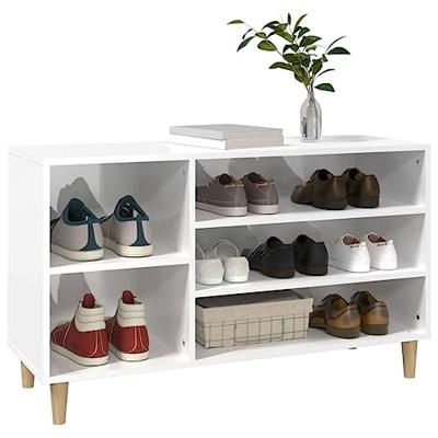 Schoenenkast 102x36x60 cm bewerkt hout hoogglans wit