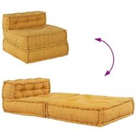 vidaXL Poef modulair 70x70x54 stof geel, bank, converteerbare bank, stoffen bank, modulaire bank, pallet kussen, vloer bank, bank, armloze bank - thumbnail