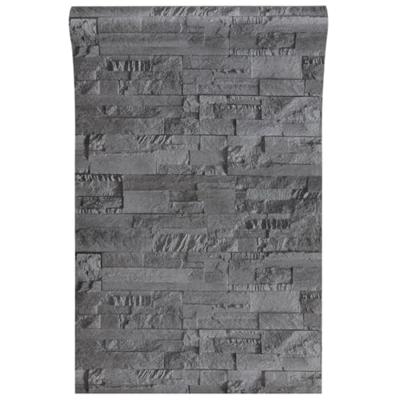 VidaXL Vliesbehang 3d steen-look 10x0,53 m zwart