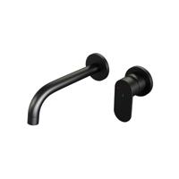 Brauer Black Edition Wastafelmengkraan inbouw - gebogen uitloop links - hendel breed plat - model C 1 - mat zwart 5-S-004-B3-65 - thumbnail